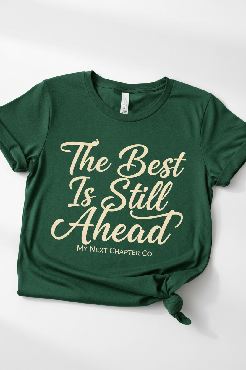 Shirt design with the words The Best Is Still Ahead